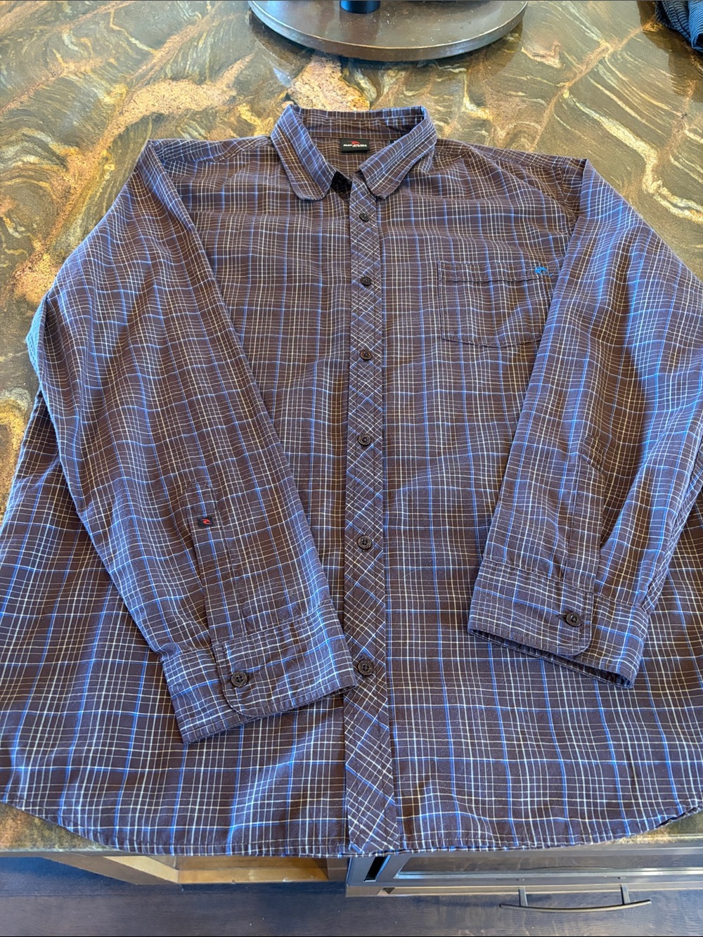 Rip Curl Men's Plaid Button-Down Shirt - Navy and Brown